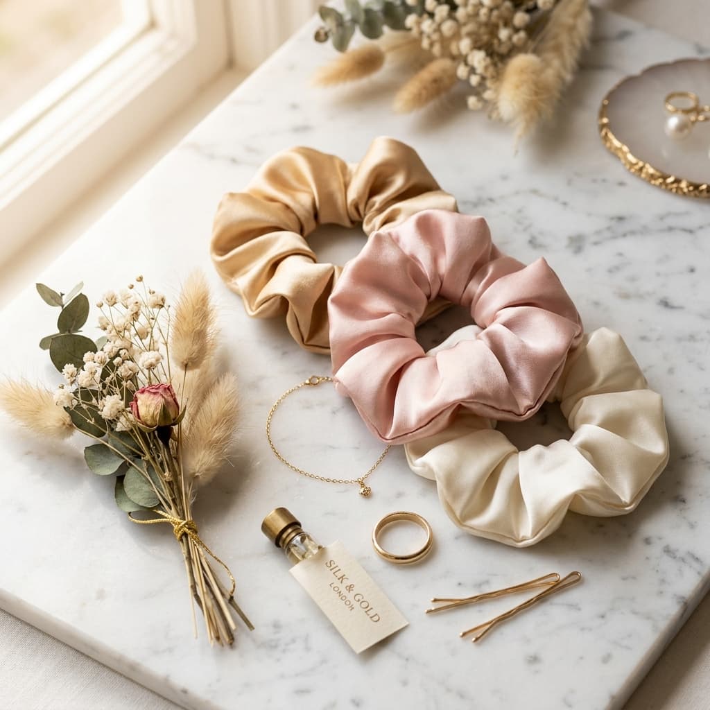 Silk Champagne Scrunchie (Pack of 3)